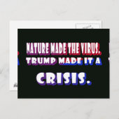 Trump maakte Coronavirus een Crisis White Text Briefkaart (Voorkant / Achterkant)