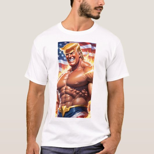 Trump MAGA 2024 Amerikaanse superheld T-shirt (Voorkant)