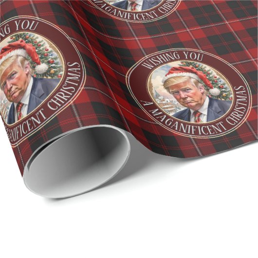 Trump MAGA Christmas Cunningham Tartan Buffalo Cadeaupapier (Rol Hoek)