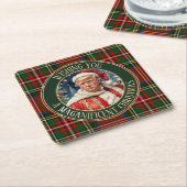 Trump MAGA Christmas Royal Stewart Tartan Plaid Kartonnen Onderzetters (Schuin)