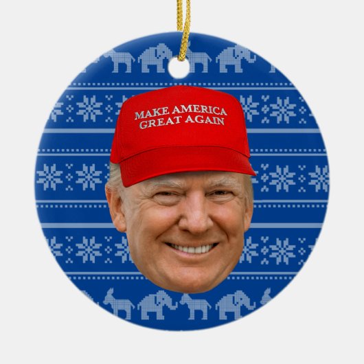 TRUMP MAGA Kerstmis Keramisch Ornament (Voorkant)