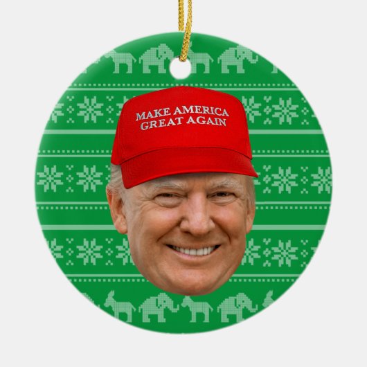 TRUMP MAGA Kerstmis Keramisch Ornament (Voorkant)
