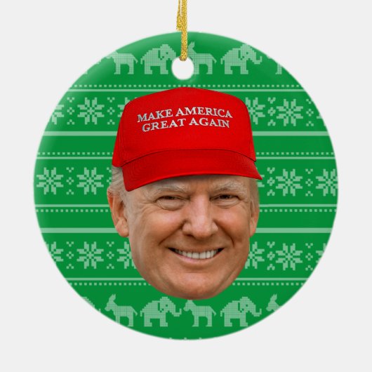 TRUMP MAGA Kerstmis Keramisch Ornament (Achterkant)