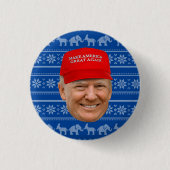 TRUMP MAGA Kerstmis Ronde Button 3,2 Cm (Voorkant)