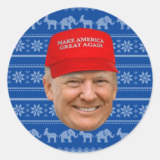 TRUMP MAGA Kerstmis Ronde Sticker (Voorkant)