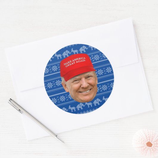TRUMP MAGA Kerstmis Ronde Sticker (Envelop)