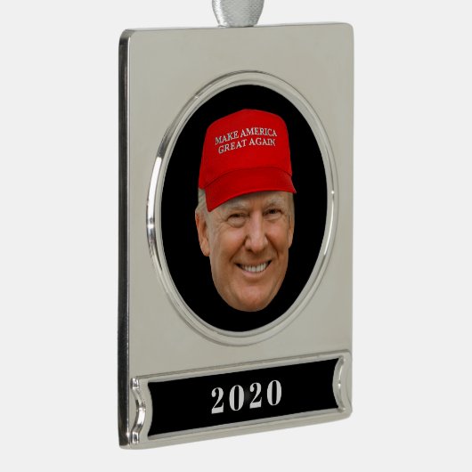 TRUMP MAGA Kerstmis Verzilverd Banner Ornament (Rechts)