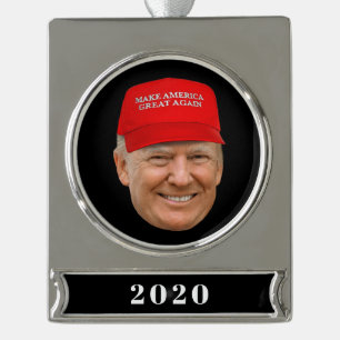 TRUMP MAGA Kerstmis Verzilverd Banner Ornament