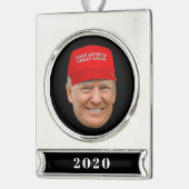 TRUMP MAGA Kerstmis Verzilverd Banner Ornament (Links)
