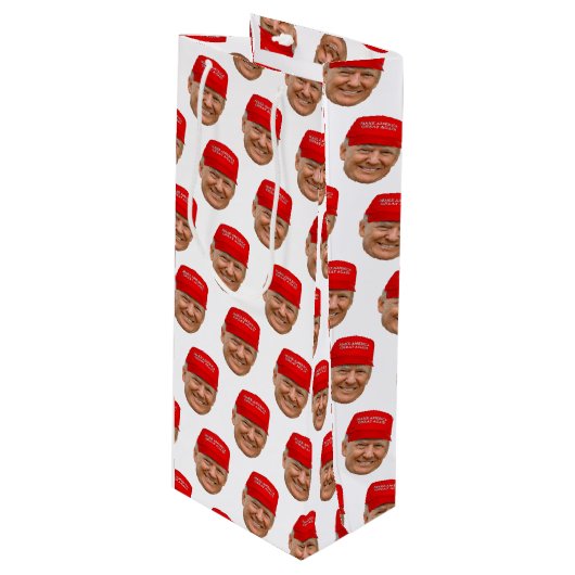 TRUMP MAGA Kerstmis Wijn Cadeautas (Voorkant Gekanteld)