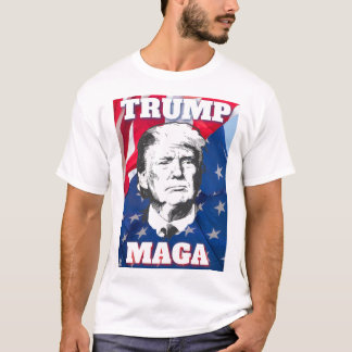 TRUMP MAGA met een Amerikaanse vlaggenachtergrond T-shirt