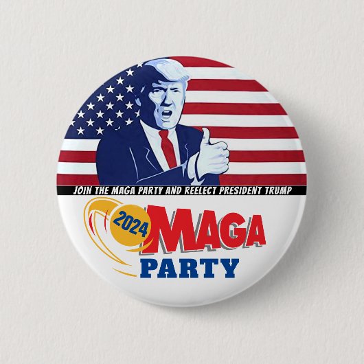 Trump MAGA Party 2024 Ronde Button 5,7 Cm (Voorkant)