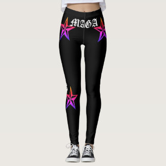 TRUMP! MAGA! TATTOO RAINBOW NAUTISCHE STARS, BLK LEGGINGS