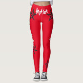 TRUMP! MAGA! WAT SPLATTER FONT, RED, WHT & BLUE LEGGINGS (Voorkant)