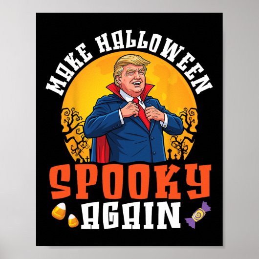 Trump Make Halloween Spooky Again Funny Dracula Co Poster (Voorkant)