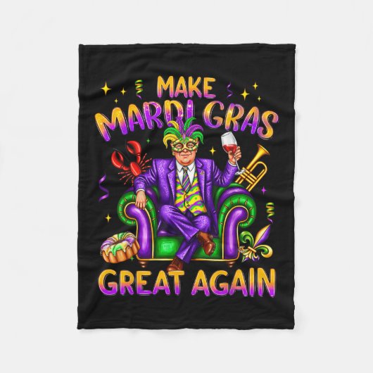 Trump Mardi Gras Kostuum Gras Gras Gras Fleece Deken (Voorkant)