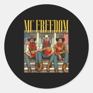 Trump Mc Freedom Funny Trump 2024 Kerst Zwart Ronde Sticker
