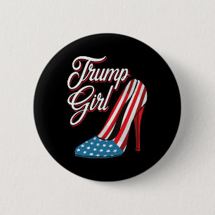 Trump Meisje 2025 Hoge Hakken Amerikaanse Vlag Vro Ronde Button 5,7 Cm