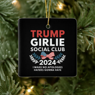 Trump Meisje Coquette Sociale Club Boog Verkiezing Keramisch Ornament