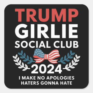 Trump Meisje Coquette Sociale Club Boog Verkiezing Vierkante Sticker