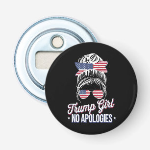 Trump Meisje Geen Excuses Rommelige Knot Retro Vin Button Flesopener