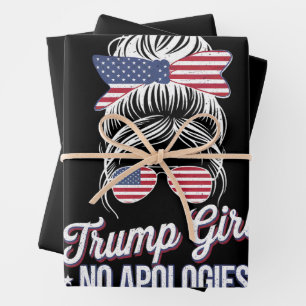 Trump Meisje Geen Excuses Rommelige Knot Retro Vin Inpakpapier Vel