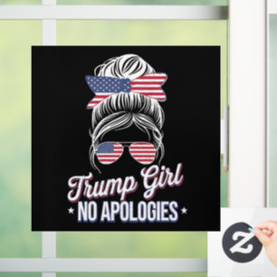 Trump Meisje Geen Excuses Rommelige Knot Retro Vin Raamsticker