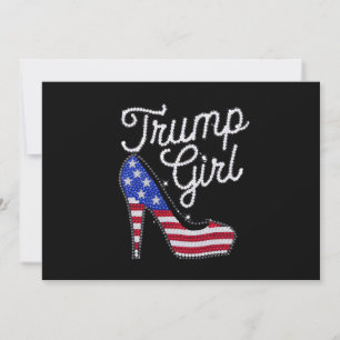 Trump Meisje Hoge Hak Amerikaanse Vlag Bling Patri Kaart