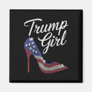 Trump Meisje Hoge Hak Amerikaanse Vlag Bling Patri Magneet