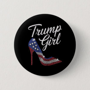 Trump Meisje Hoge Hak Amerikaanse Vlag Bling Patri Ronde Button 5,7 Cm
