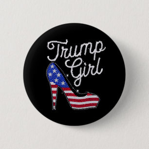 Trump Meisje Hoge Hak Amerikaanse Vlag Bling Patri Ronde Button 5,7 Cm