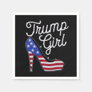 Trump Meisje Hoge Hak Amerikaanse Vlag Bling Patri Servet