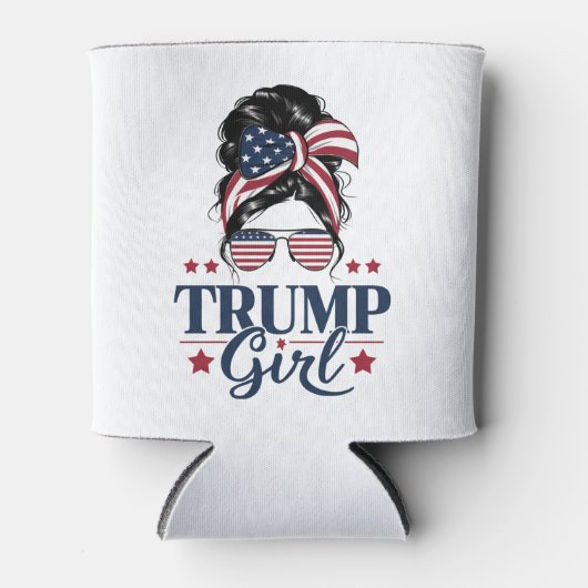 Trump Meisje Messy Bun Trump 2024 Verkiezing Ameri Blikjeskoeler (Voorkant)