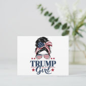 Trump Meisje Messy Bun Trump 2024 Verkiezing Ameri Briefkaart (Staand voorkant)