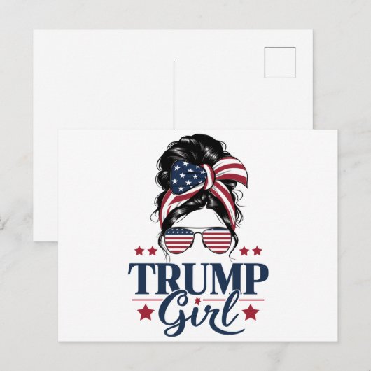 Trump Meisje Messy Bun Trump 2024 Verkiezing Ameri Briefkaart (Voorkant / Achterkant)