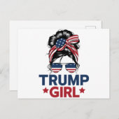 Trump Meisje Messy Bun Trump 2024 Verkiezing Ameri Briefkaart (Voorkant / Achterkant)