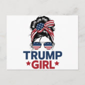 Trump Meisje Messy Bun Trump 2024 Verkiezing Ameri Briefkaart (Voorkant)