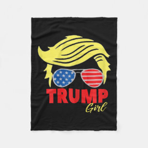 Trump Meisje Messy Bun Trump 2024 Verkiezing Ameri Fleece Deken