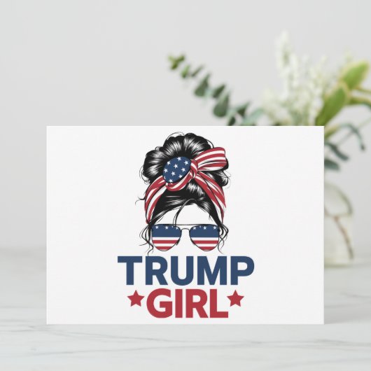 Trump Meisje Messy Bun Trump 2024 Verkiezing Ameri Kaart (Staand voorkant)