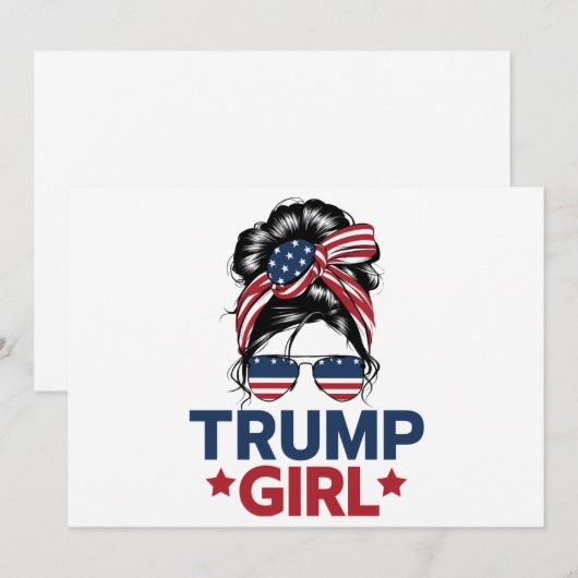 Trump Meisje Messy Bun Trump 2024 Verkiezing Ameri Kaart (Voorkant / Achterkant)
