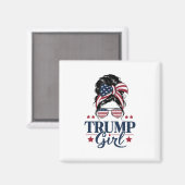 Trump Meisje Messy Bun Trump 2024 Verkiezing Ameri Magneet (Voorkant / Achterkant)