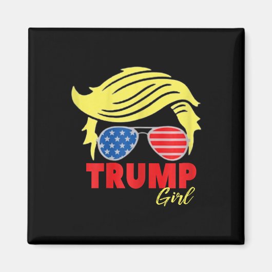 Trump Meisje Messy Bun Trump 2024 Verkiezing Ameri Magneet (Voorkant)