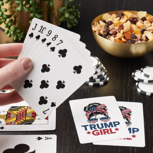Trump Meisje Messy Bun Trump 2024 Verkiezing Ameri Pokerkaarten (Insitu)