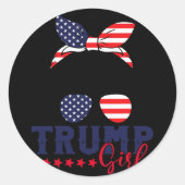 Trump Meisje Messy Bun Trump 2024 Verkiezing Ameri Ronde Sticker (Voorkant)