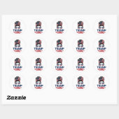 Trump Meisje Messy Bun Trump 2024 Verkiezing Ameri Ronde Sticker (Vel)