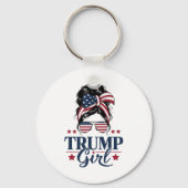 Trump Meisje Messy Bun Trump 2024 Verkiezing Ameri Sleutelhanger (Voorkant)