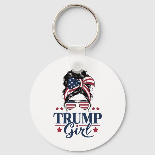 Trump Meisje Messy Bun Trump 2024 Verkiezing Ameri Sleutelhanger (Voorkant)