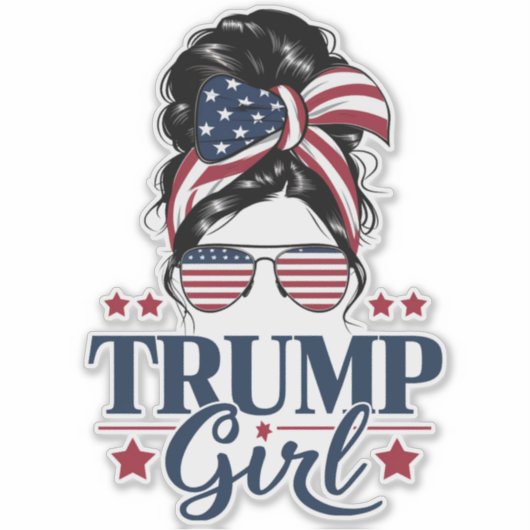 Trump Meisje Messy Bun Trump 2024 Verkiezing Ameri Sticker (Voorkant)