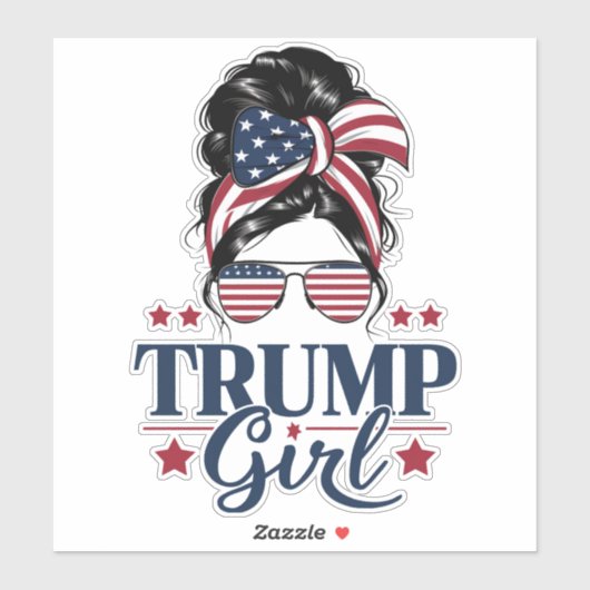Trump Meisje Messy Bun Trump 2024 Verkiezing Ameri Sticker (Vel)