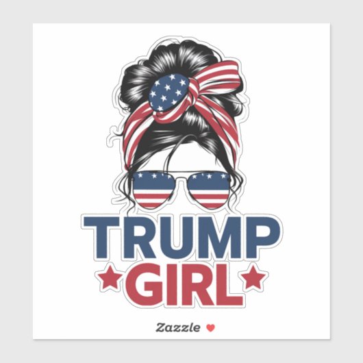 Trump Meisje Messy Bun Trump 2024 Verkiezing Ameri Sticker (Vel)